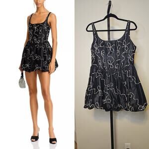 LoveShackFancy Brookhaven Crystal Embellished Party Mini Dress